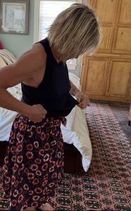 polli trying on top and skirt
